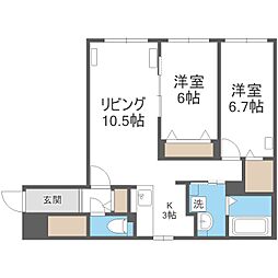 グランメール　ニュアージュ 3階2LDKの間取り