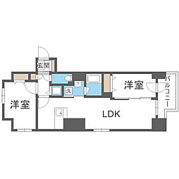 アルファタワー札幌南4条 10階2LDKの間取り