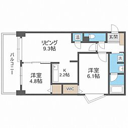ＰＲＩＭＥ　ＵＲＢＡＮ北3条通 4階2LDKの間取り