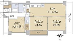 パラツィーナセシリア第2甲陽園 3LDKの間取図画像
