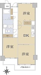 リバーサイド香櫨園 3DKの間取図画像