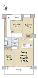 プレティナージュ苦楽園 3LDKの間取図画像
