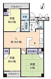 マンションカオル 3階3LDKの間取り