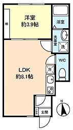 モンターニュ薬園台 1階1LDKの間取り
