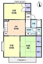 クレールはさまＢ棟 1階3DKの間取り