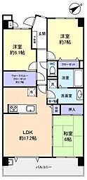 アルファグランデ八千代中央ガーデンサイト棟 3LDKの間取図画像
