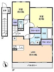 AiryGardenC 2LDKの間取図画像