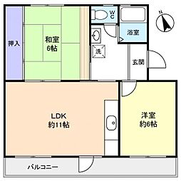 高津団地5-26 2LDKの間取図画像