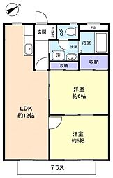ベルハイツ・1 2LDKの間取図画像