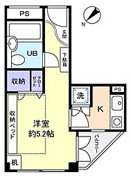 サリースマイル 1Kの間取図画像