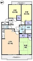 グランパール八千代 3LDKの間取図画像