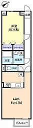 アムール優 1LDKの間取図画像