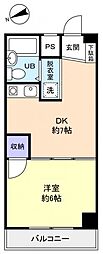 レジデンス松の木 1DKの間取図画像