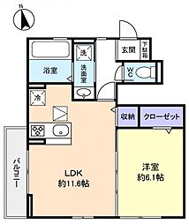 D-roomゆりのき台 1LDKの間取図画像