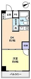 レジデンス松の木 1DKの間取図画像