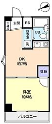 レジデンス松の木 1DKの間取図画像