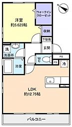 サニーハイツ 1階1LDKの間取り