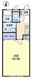 キャッスルマキユーカリが丘 1Kの間取図画像