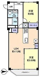 京成サンコーポ勝田台C棟 3LDKの間取図画像