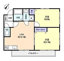 グレイススクエア 2LDKの間取図画像