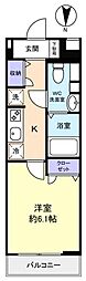 LUXENA勝田台 1Kの間取図画像