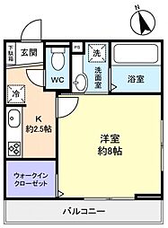 ソレイユ 1Kの間取図画像