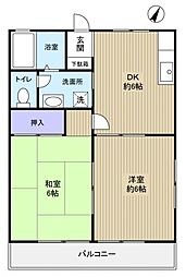 コリヌキッカワ 2DKの間取図画像