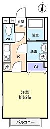 アムールSKR 1Kの間取図画像