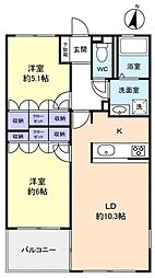 KDビルNo.4 2LDKの間取図画像