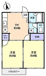 ハイツ・ヤマザキ 2DKの間取図画像