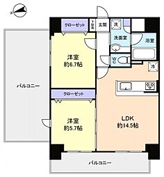 アルメール津田沼 2LDKの間取図画像