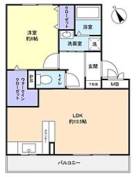 クレソン 1LDKの間取図画像