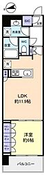 スカイグランデ津田沼 1LDKの間取図画像