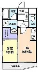MerVeille津田沼 1DKの間取図画像