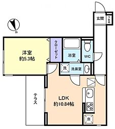 D-セリアス前原東 1LDKの間取図画像