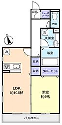 ベルシア 1LDKの間取図画像