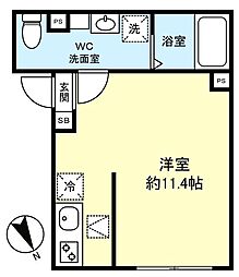 ウィンドテラス津田沼 ワンルームの間取図画像