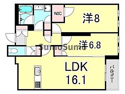 JR東海道・山陽本線 芦屋駅 徒歩13分の賃貸マンション 2階2LDKの間取り