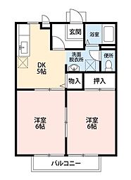 グリーンみやび 2DKの間取図画像