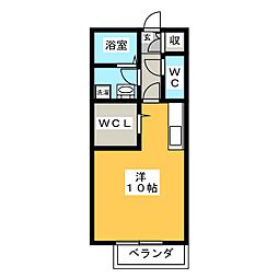 カサベルテ ワンルームの間取図画像