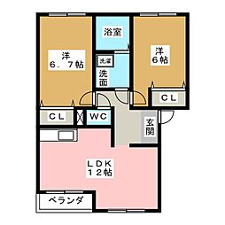 パルディアHM 2LDKの間取図画像