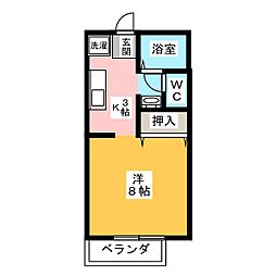 ヴィラ・ヴェルデ 1Kの間取図画像