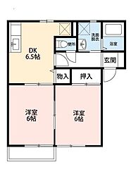 JAルミエルB 2DKの間取図画像