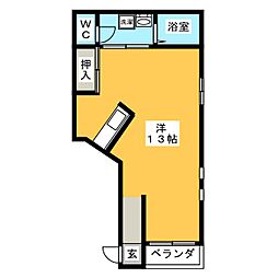 シャトレ芭蕉2号館 ワンルームの間取図画像