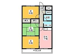 サランバン金剛2 3DKの間取図画像