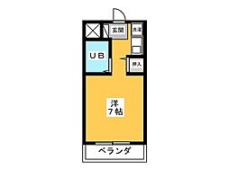 マルベリーハイアット3 ワンルームの間取図画像