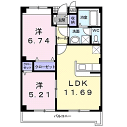 ラフレシール 2LDKの間取図画像