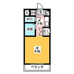 バロンズマンション ワンルームの間取図画像