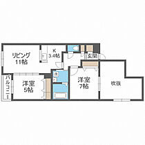 WATERLIFE-CITY.STELLA 201 ｜ 北海道札幌市中央区北七条西19丁目1-3（賃貸マンション2LDK・2階・59.96㎡） その2