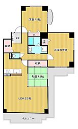 クローバーハイツ上野芝 3LDKの間取図画像